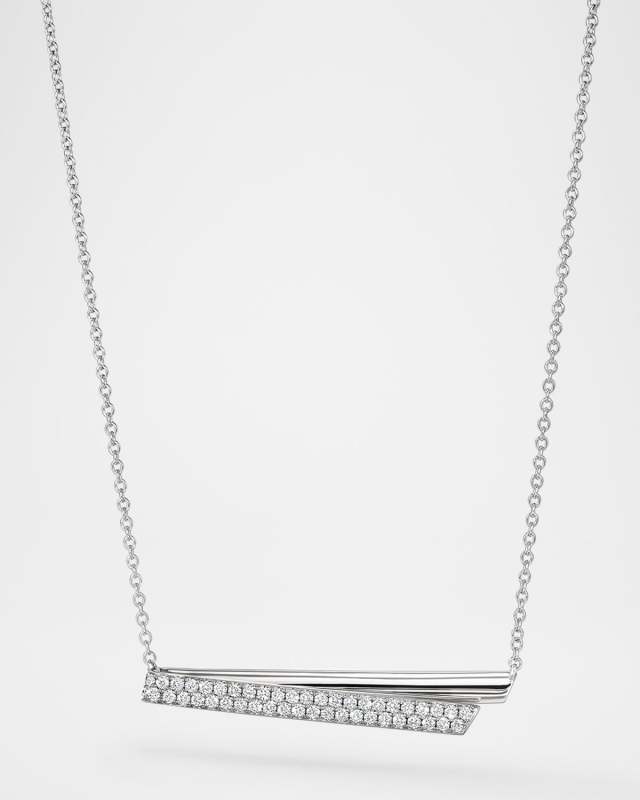 18K White Gold Inside Out Diamond Flip Pendant Necklace